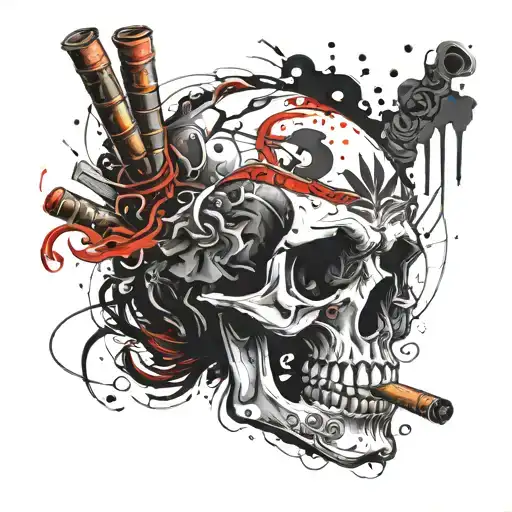 Skull Smoking Cigars