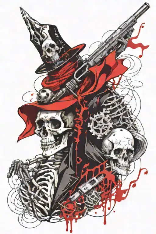 Skeleton Holding Plague Doctor