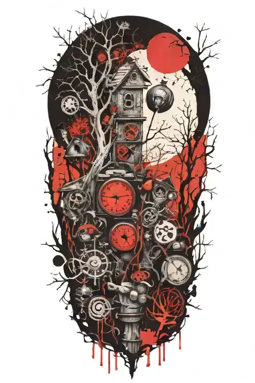 Creepy Wilderness Half Sleeve Tattoo Featuring Needles And Buttons From Coraline