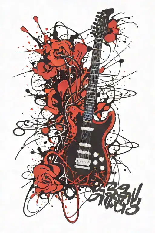 A Guitar Withe The Words 33 North On It In Firey Letters