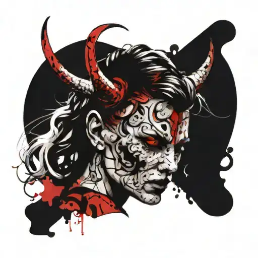 Female Devil Head In The Circle Shape