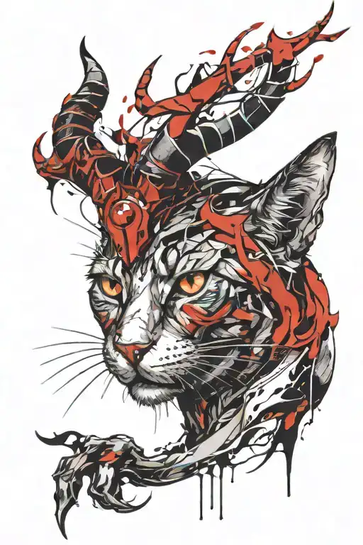 Cat Lucifer With Horns Bahamut Head