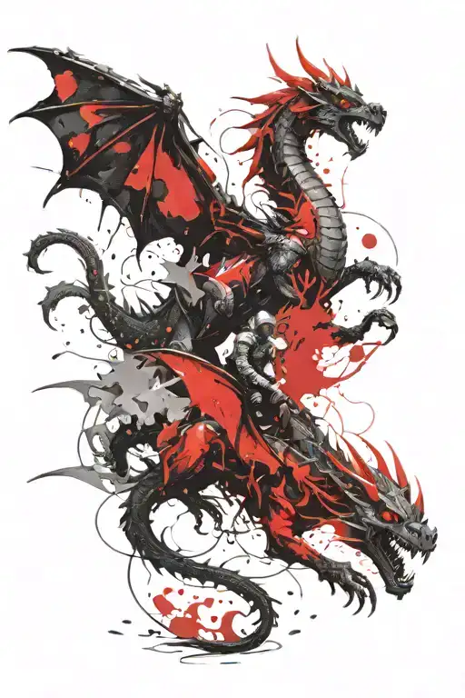 Dragon And A Knight Riding