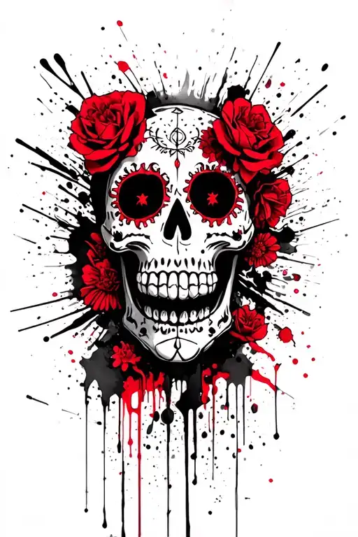 Day Of The Dead Skull Surrounded