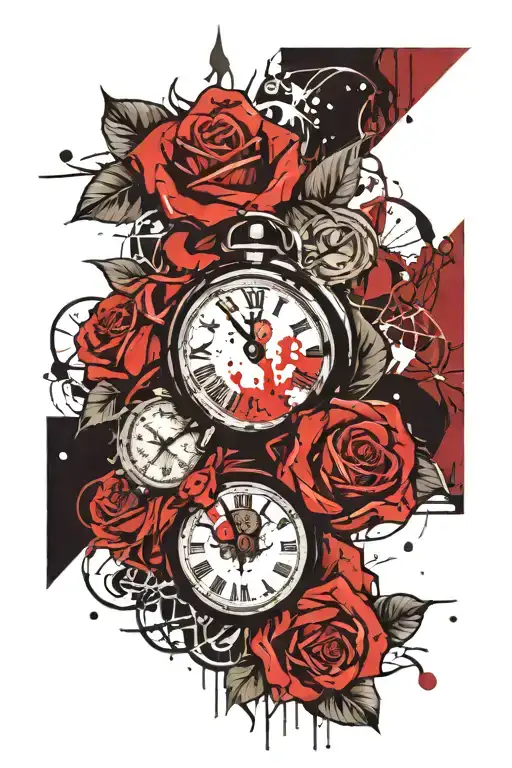 Roses With Angle And Clock