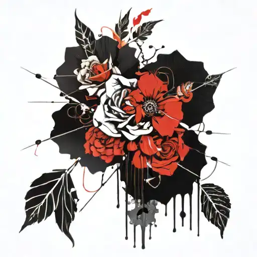 Flower Leaf Intertwined With Fishing Line Saying Michael