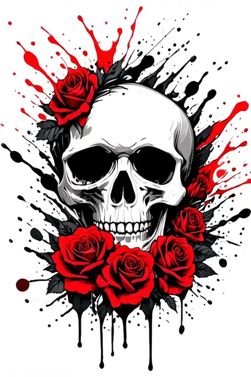 Skull And Roses Wave Crashing