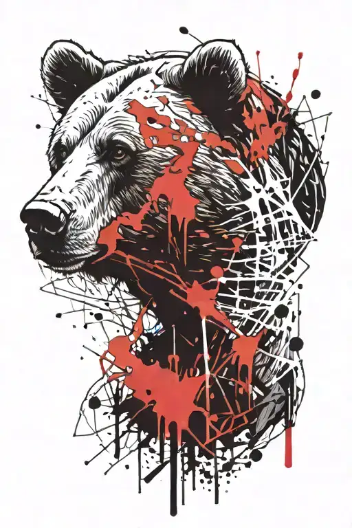 Grizzly Bear With Line Work Design