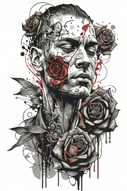 Elegant Mans Face Surrounded By Roses