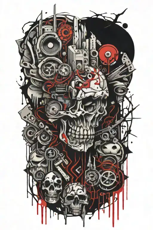 Creepy Wilderness Half Sleeve Tattoo Featuring Needles