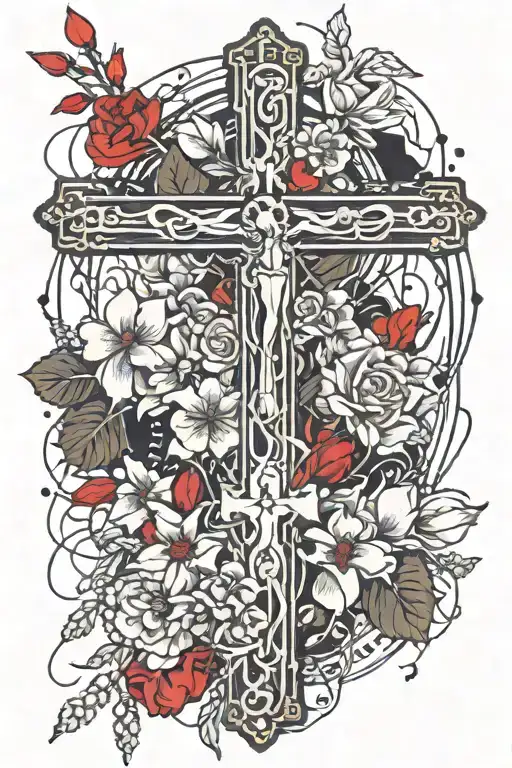 Cross Flower Praying Hands Rosary