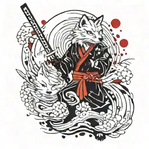 Japanese Kitsune With Katana