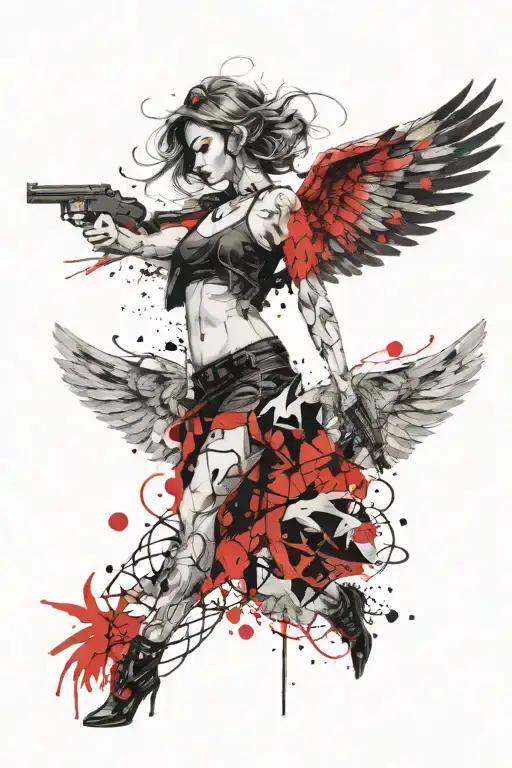 Woman Wings Gun