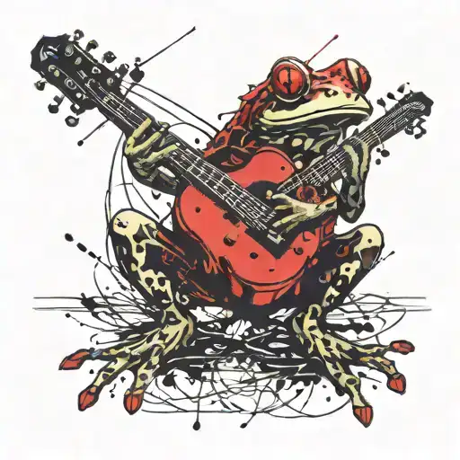 An Addicted Frog Playing Guitar While Meditating