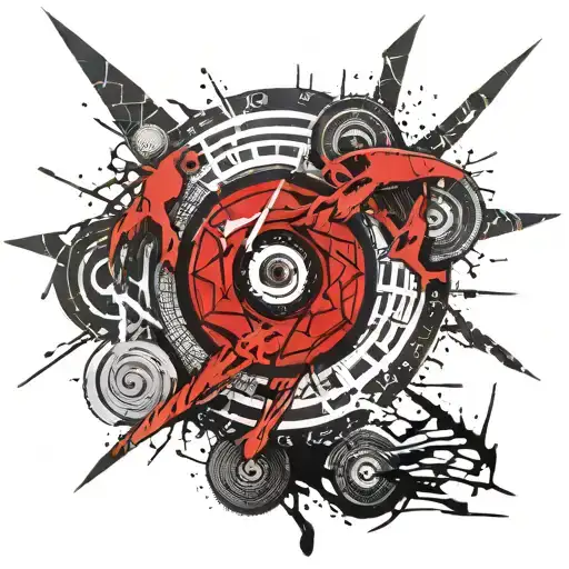 Aries Sign With Sharingan Eye In The Blade Wrapped In Lightning