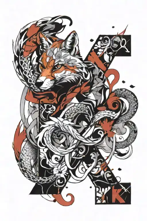 Letters K2 With Fox And Snake Wrapping