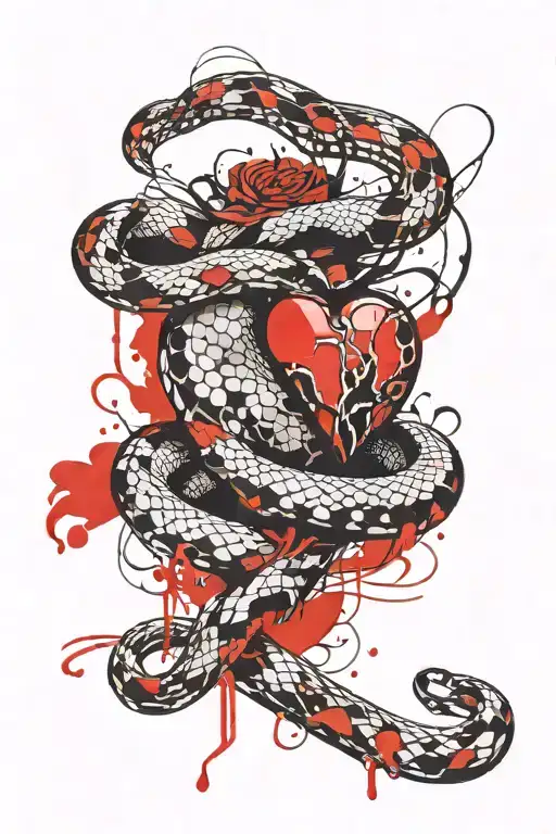 Snake And Heart And Snake