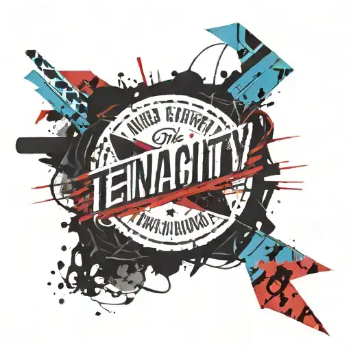 The Word Tenacity With A Blue Ribbon In The Background