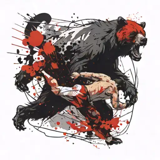 An Mma Fighter Is Fighting A Bear Playing