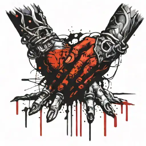 Praying Demonic Hands Shackled By Pain Hurt Torture Scary