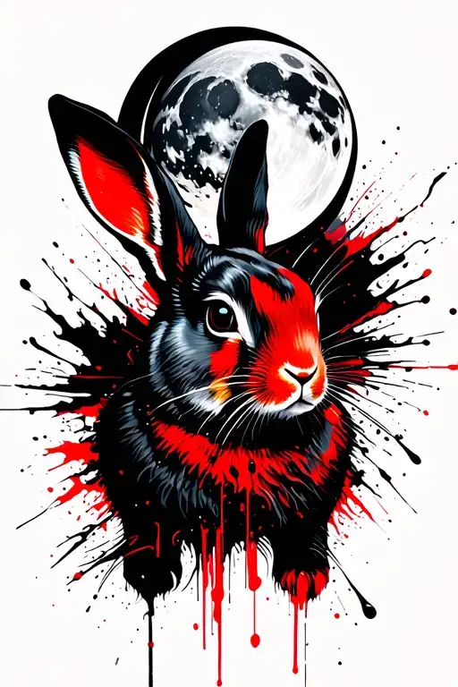 Rabbit With A Moon Shining And Cyber Sigilism