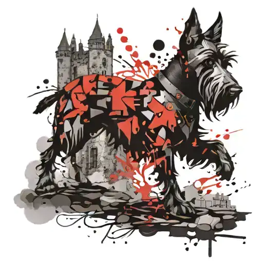 Scottish Terrier & Medieval Castle