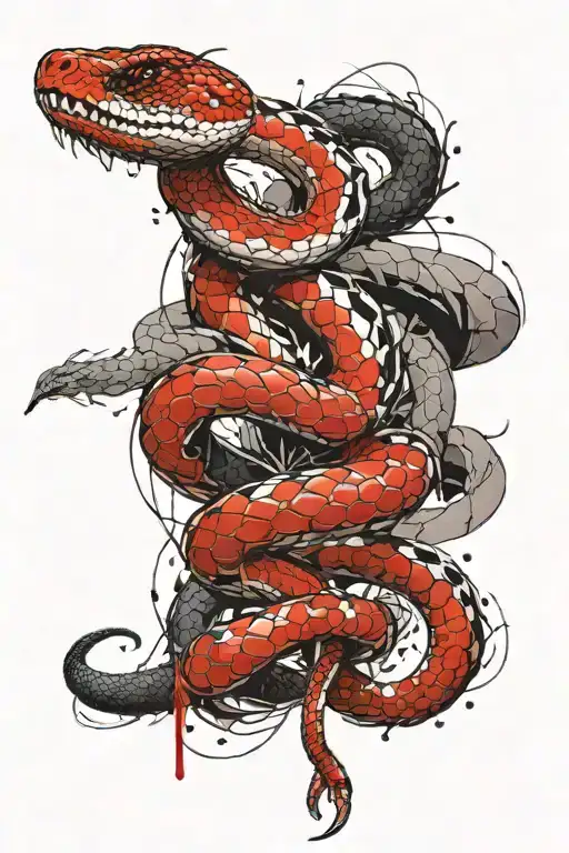 The Snake Wraps Around His Arm And Descends To The Scale