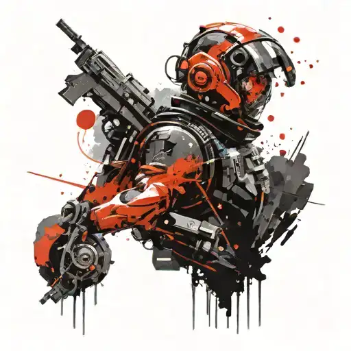 Space Warrior Looking At Alien Planet On Rockey Island