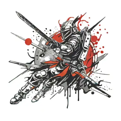 A Tattoo Design Combining Elements Of Space Exploration And Samurai Warriors