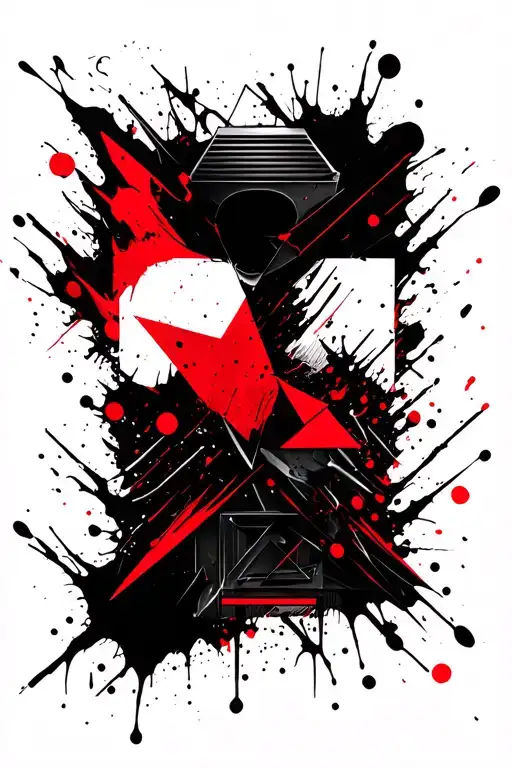 Geometric Chaos Red And Black