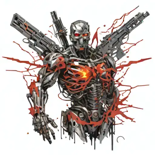 Terminator Surrounded By Fire