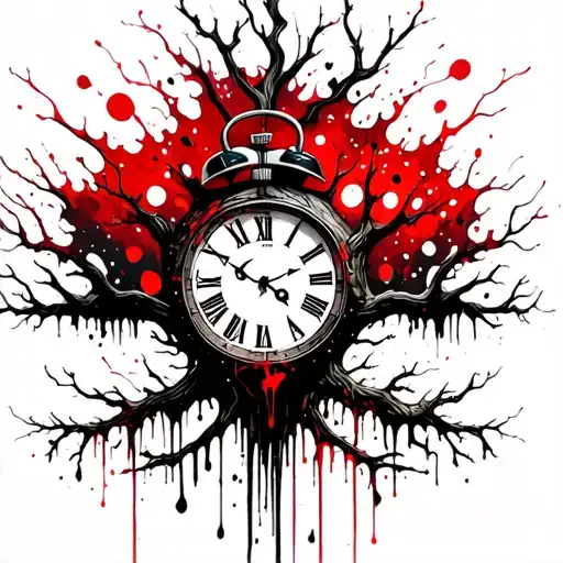 Tree Of Life With Clock Melting Beach