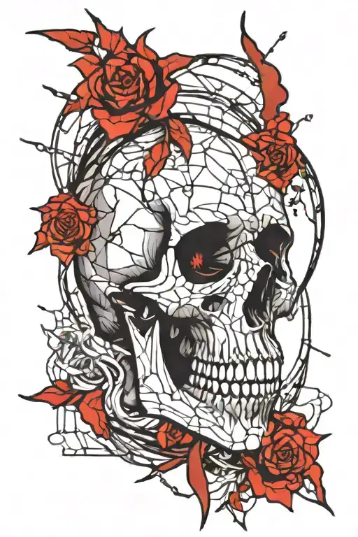 Cathedral Stained Glass Windows Centerpiece Is A Skull