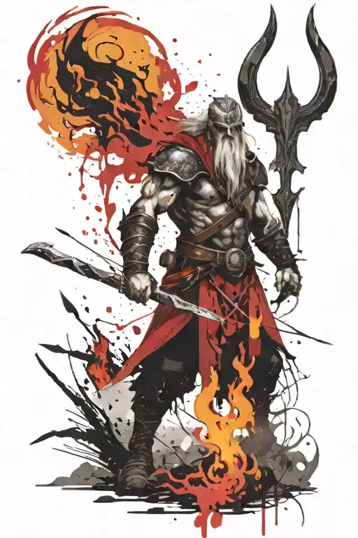 Norse Fire Giant With Flaming Sword