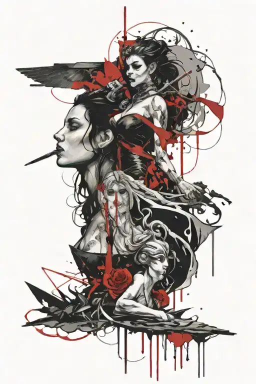 A Goddess Of Freedom And A Lady Reaper Side By Side In Graphic