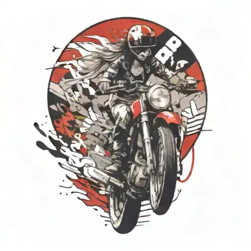 Woman Riding Motorcycle Speeding Along