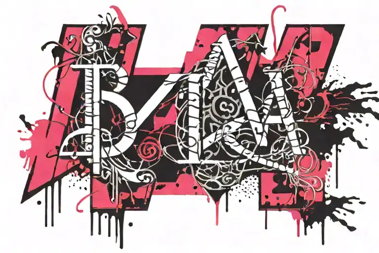 Bitch In Pink And Black Letters With Devil Tails At End Of Letters