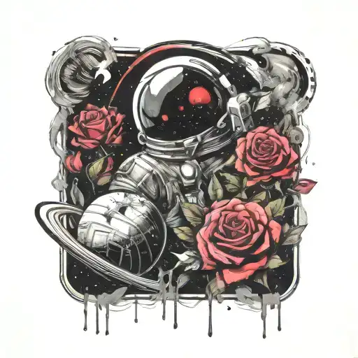 Space Surrounded By Planets With Roses