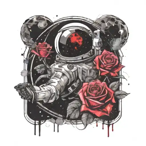 Space Surrounded By Planets With Roses