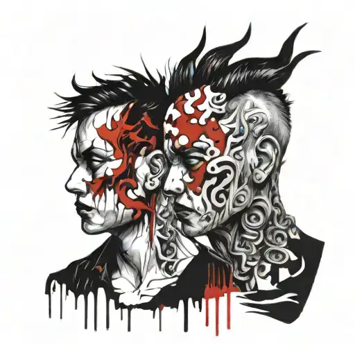 Siamese Twin Head Monster Bad Side Good Side