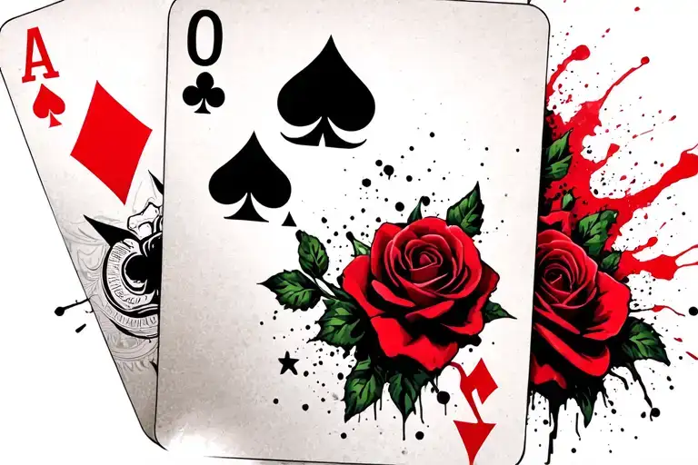 Ace Of Spades Card And Joker And Roses