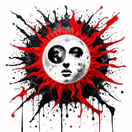 Sun With Moon And Heaven And Hell Surrounding