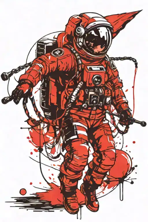 Cosmonaut On Full Moon Fishing The Earth