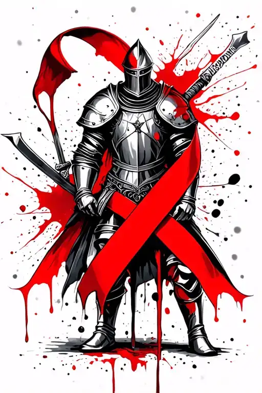 Medieval Knight With Sait Micheal Fight Leukemia Ribbon