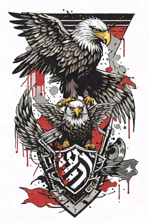 Shield Axes Eagle Wings On Background