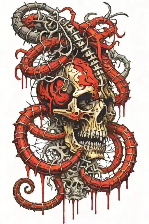 Scolopendra With Bones And A Skull Instead Of A Body