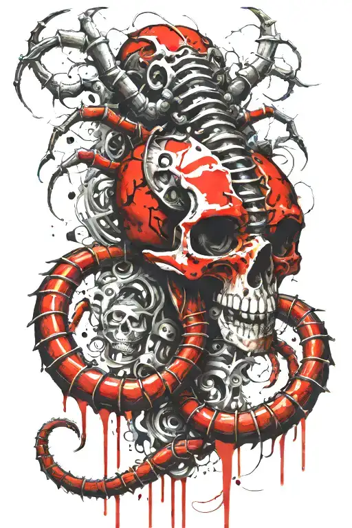 Scolopendra With Bones And A Skull Instead Of A Body