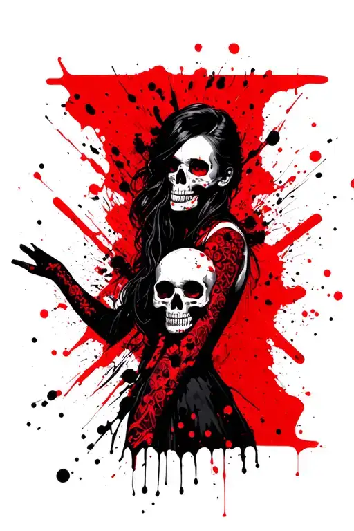 Woman With Skull On Hand