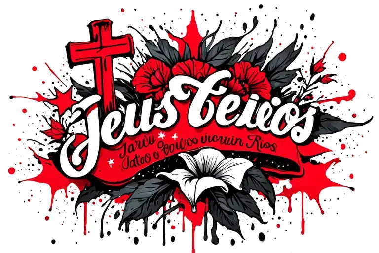 Name Jesus Jarquin Rios With A Cross Calla Lily Flowers And Stars Small And Simple
