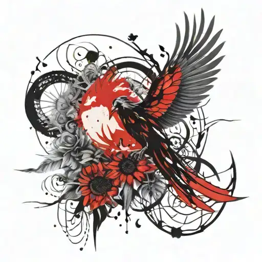 Pheonix Red Sunflower Moon Phases